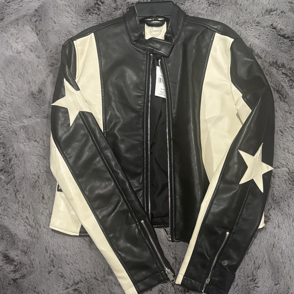 Stoosh Black and Cream Star Bomber Jacket